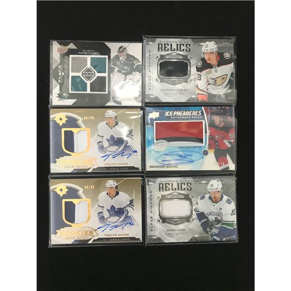 LOT OF 6 HOCKEY PATCH TRADING CARDS INCLUDING 3 SIGNED