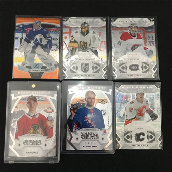 LOT OF 6 HOCKEY TRADING CARDS INCLUDING ROOKIES
