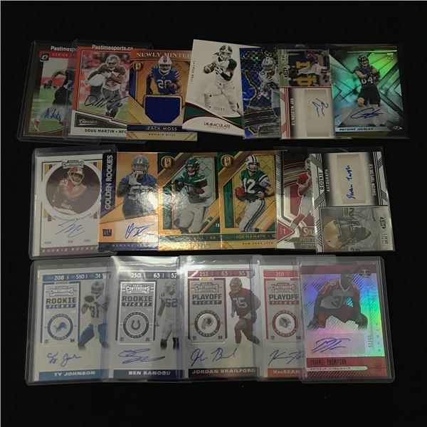 LOT OF FOOTBALL TRADING CARDS INCLUDING SEVERAL SIGNED