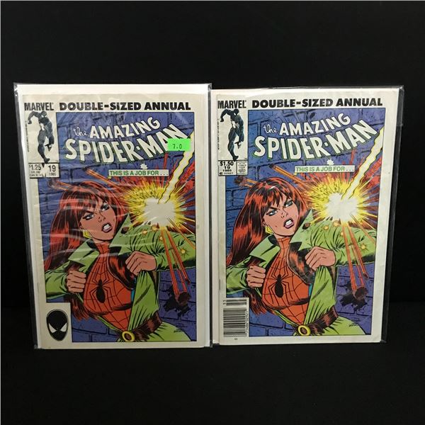 LOT OF 2 THE AMAZING SPIDERMAN COMICS BOTH #19 DOUBLE SIZED ANNUALS - MARVEL COMICS