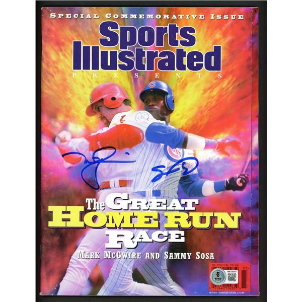 MARK MCGWIRE AND SAMMY SOSA DUAL SIGNED SPORTS ILLUSTRATED FRONT COVER - BECKETT COA
