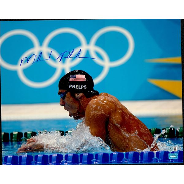 MICHAEL PHELPS SIGNED 16 X 20 - BECKETT COA