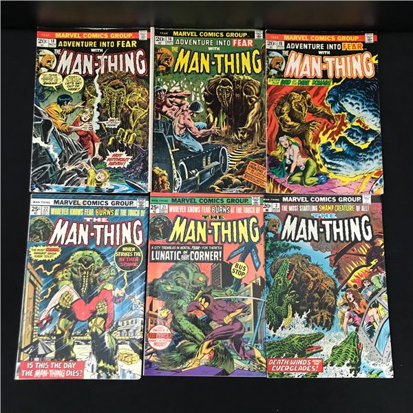 LOT OF 6 MAN-THING COMICS - MARVEL COMICS