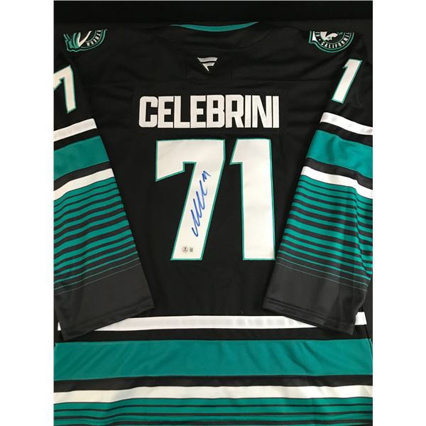 MACKLIN CELEBRINI SIGNED SAN JOSE SHARKS CUSTOM JERSEY - BECKETT COA