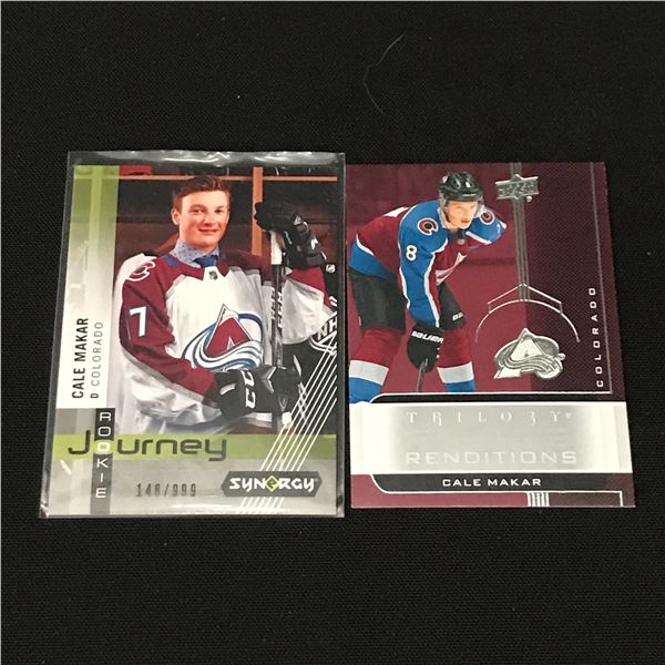LOT OF 2 CALE MAKAR HOCKEY TRADING CARD - INCLUDING 1 ROOKIE JOURNEY 148/999