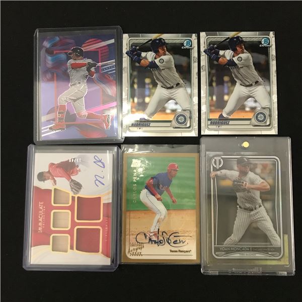 LOT OF 6 BASEBALL TRADING CARDS - INCLUDING 2 SIGNED