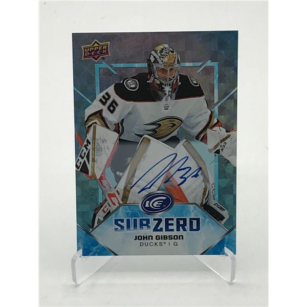 2019 UD ICE JOHN GIBSON SIGNED HOCKEY TRADING CARD