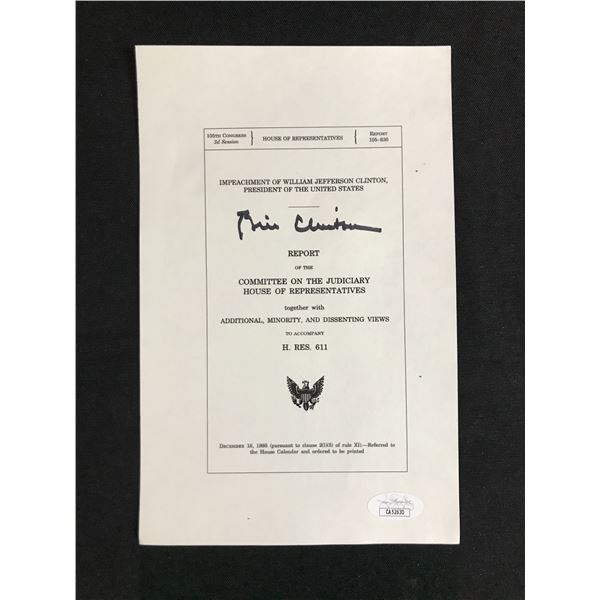 BILL CLINTON SIGNED IMPEACHMENT PAGE - JSA COA