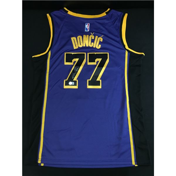 LUKA DONCIC SIGNED LOS ANGELES LAKERS BASKETBALL JERSEY - BECKETT COA