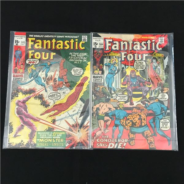 LOT OF 2 FANTASTIC FOUR COMICS #104 - #105 - MARVEL COMICS