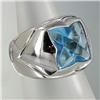 10.4ct Blue Topaz Mens 14k White Gold Ring 17 grams (JEW-1434)