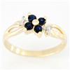 0.38Ct Blue Sapphire & Diamond Solid 9K Gold Ring (JEW-9063X)