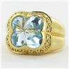13.5ct Ladies Top Blue Topaz Diamond 18k Ring (JEW-1132)