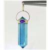 30ct Aqua Aura Clear Quartz Crystal & Amethyst Pendant Super Sparkler With Sterling (JEW-1728)