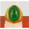 23k Solid Yellow Gold Mens Jade Ring 16 grams (JEW-1425)