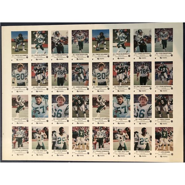 1982 SASKATCHEWAN ROUGHRIDERS SET - UNCUT SHEET