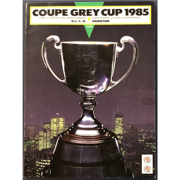 1985 CFL FOOTBALL GREY CUP GAME PROGRAM