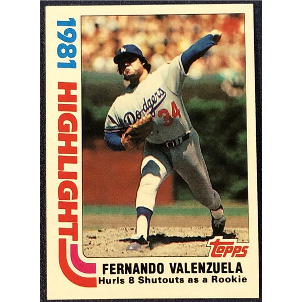 1982 TOPPS BASEBALL FERNANDO VALENZUELA