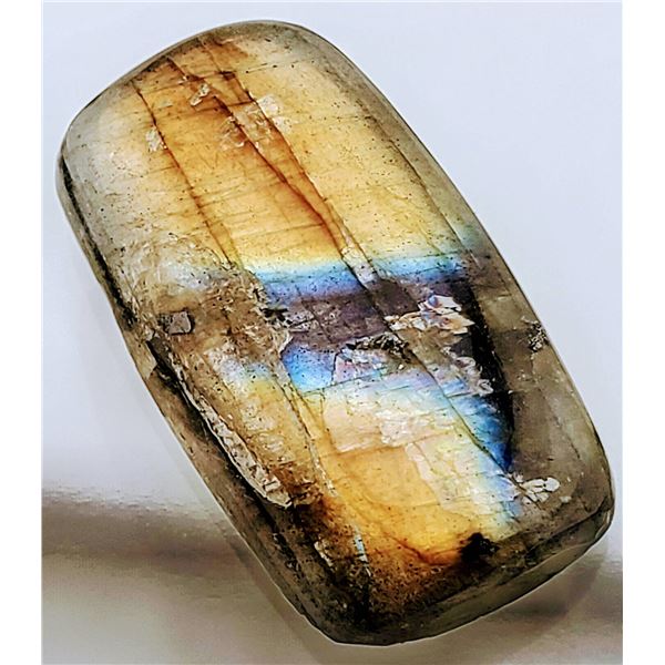 Labradorite Rectangular Cabochon, 29.1ct, Gold/Blue Brand