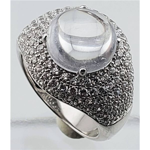 Sterling Silver CZ Cocktail Ring (Size 6.5)