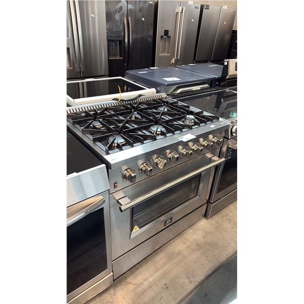 FORNO ALTA QUALITA 36-INCH FREESTANDING STAINLESS STEEL GAS RANGE, 6 BURNERS, CONVECTION OVEN