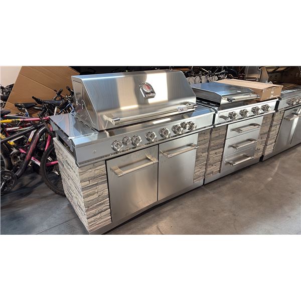 KIRKLAND SIGNATURE 12-BURNER STONE ISLAND GRILL & GRIDDLE, 92", 304 STAINLESS STEEL