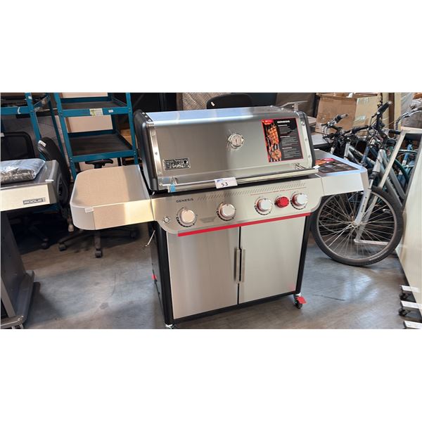 STAINLESS STEEL WEBER GENESIS SERIES PROPANE OUTDOOR GAS GRILL W58" X D27" X H48"