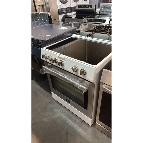 BRIGHT WHITE GLAZED STEEL FORNO LEONARDO ESPRESSO PRO-STYLE SLIDE-IN INDUCTION RANGE COOKING UNIT