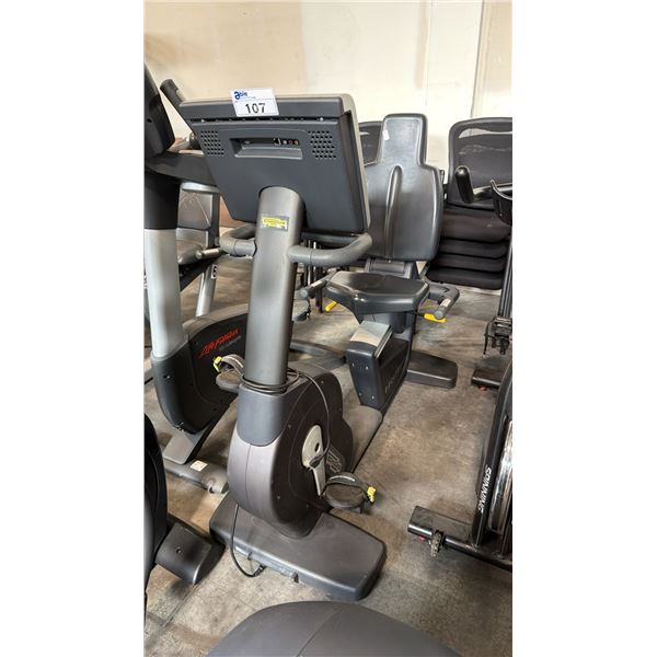 TECHNOGYM EXCITE RECLINE COMMERCIAL STATIONARY BIKE WITH WIDE WALK THROUGH FRAME TRACK