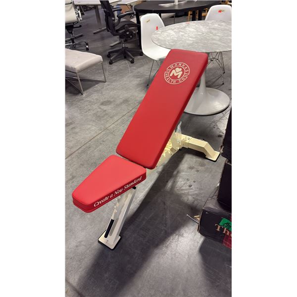 CRIMSON RED CUSHION MANHAS HEALTH CO COMMERCIAL ADJUSTABLE WEIGHT BENCH W28" X D48" X H42"