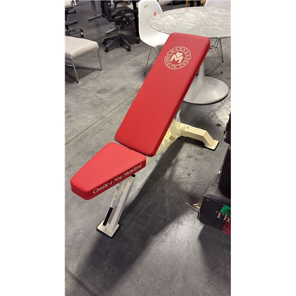 CRIMSON RED CUSHION MANHAS HEALTH CO COMMERCIAL ADJUSTABLE WEIGHT BENCH W28" X D48" X H42"