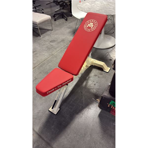 CRIMSON RED CUSHION MANHAS HEALTH CO COMMERCIAL ADJUSTABLE WEIGHT BENCH W28" X D48" X H42"