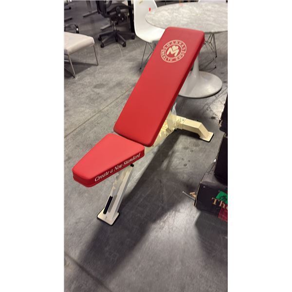 CRIMSON RED CUSHION MANHAS HEALTH CO COMMERCIAL ADJUSTABLE WEIGHT BENCH W28" X D48" X H42"