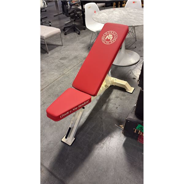 CRIMSON RED CUSHION MANHAS HEALTH CO COMMERCIAL ADJUSTABLE WEIGHT BENCH W28" X D48" X H42"