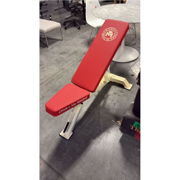 CRIMSON RED CUSHION MANHAS HEALTH CO COMMERCIAL ADJUSTABLE WEIGHT BENCH W28" X D48" X H42"