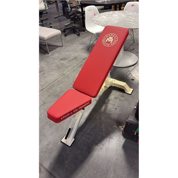 CRIMSON RED CUSHION MANHAS HEALTH CO COMMERCIAL ADJUSTABLE WEIGHT BENCH W28" X D48" X H42"