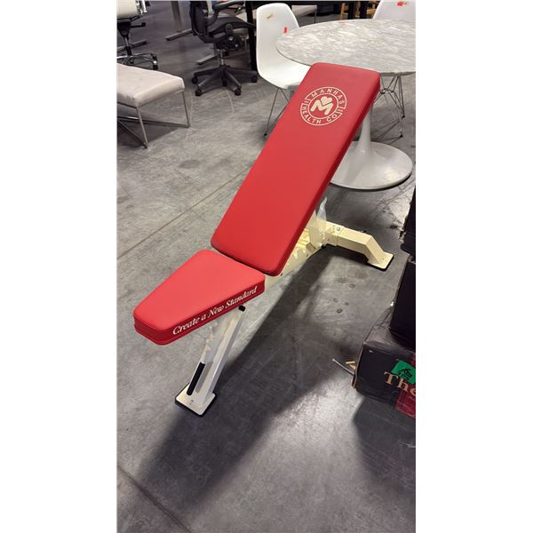CRIMSON RED CUSHION MANHAS HEALTH CO COMMERCIAL ADJUSTABLE WEIGHT BENCH W28" X D48" X H42"