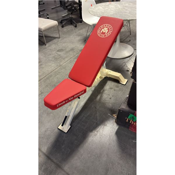 CRIMSON RED CUSHION MANHAS HEALTH CO COMMERCIAL ADJUSTABLE WEIGHT BENCH W28" X D48" X H42"