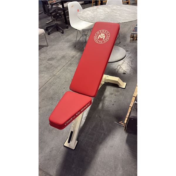 CRIMSON RED CUSHION MANHAS HEALTH CO COMMERCIAL ADJUSTABLE WEIGHT BENCH W28" X D48" X H42"