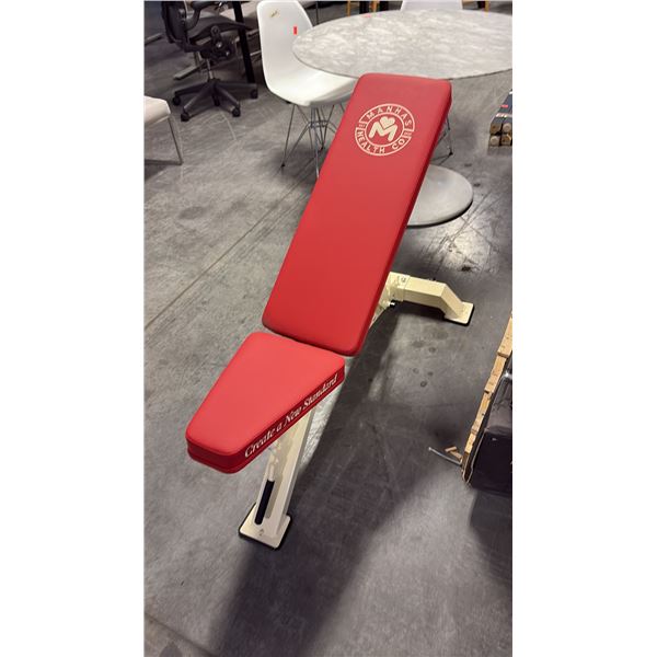 CRIMSON RED CUSHION MANHAS HEALTH CO COMMERCIAL ADJUSTABLE WEIGHT BENCH W28" X D48" X H42"
