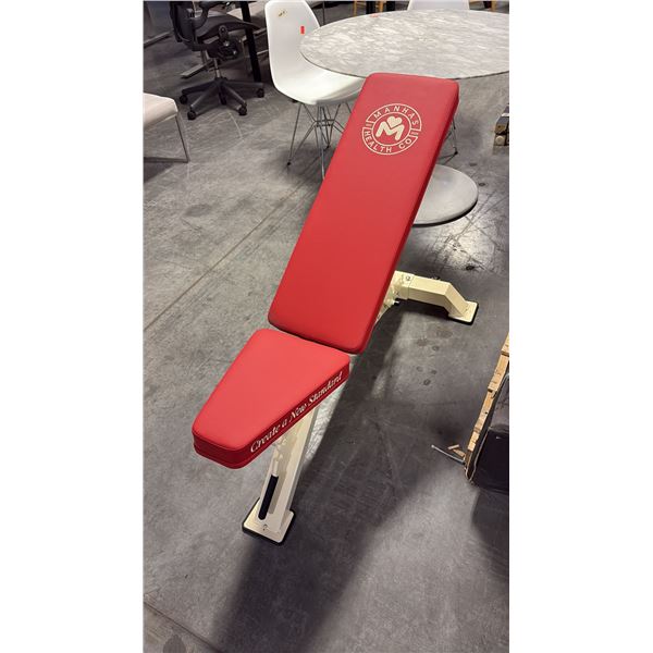 CRIMSON RED CUSHION MANHAS HEALTH CO COMMERCIAL ADJUSTABLE WEIGHT BENCH W28" X D48" X H42"