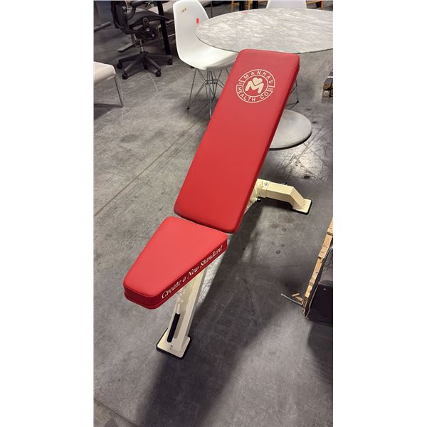 CRIMSON RED CUSHION MANHAS HEALTH CO COMMERCIAL ADJUSTABLE WEIGHT BENCH W28" X D48" X H42"