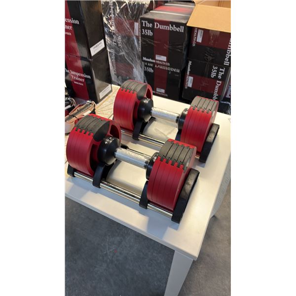 MANHAS HEALTH CO 35 LBS PAIR SELECTORIZED ADJUSTABLE DUMBBELLS BRAND NEW IN BOX SET OF 2