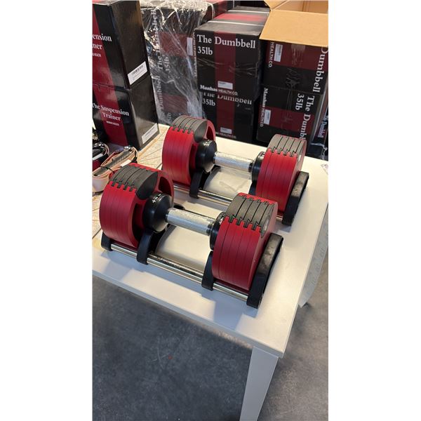 MANHAS HEALTH CO 35 LBS PAIR SELECTORIZED ADJUSTABLE DUMBBELLS BRAND NEW IN BOX SET OF 2