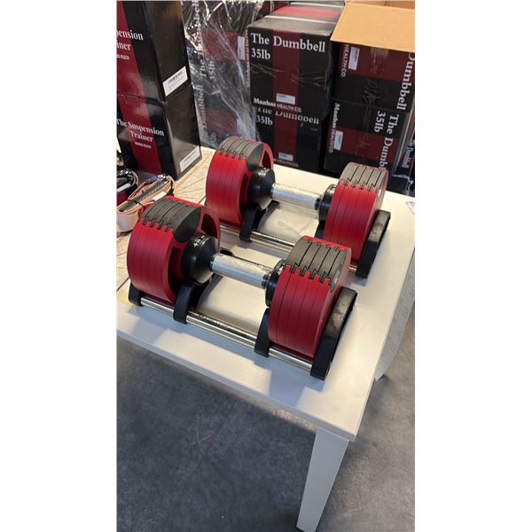MANHAS HEALTH CO 35 LBS PAIR SELECTORIZED ADJUSTABLE DUMBBELLS BRAND NEW IN BOX SET OF 2