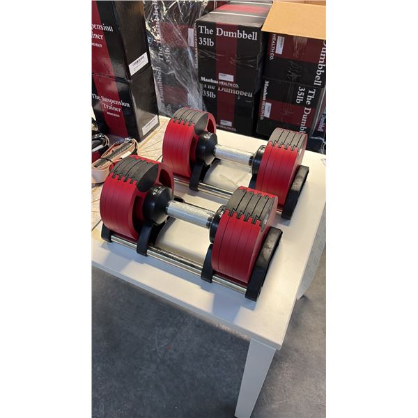 MANHAS HEALTH CO 35 LBS PAIR SELECTORIZED ADJUSTABLE DUMBBELLS BRAND NEW IN BOX SET OF 2