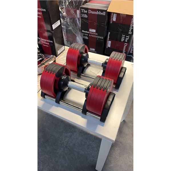 MANHAS HEALTH CO 35 LBS PAIR SELECTORIZED ADJUSTABLE DUMBBELLS BRAND NEW IN BOX SET OF 2
