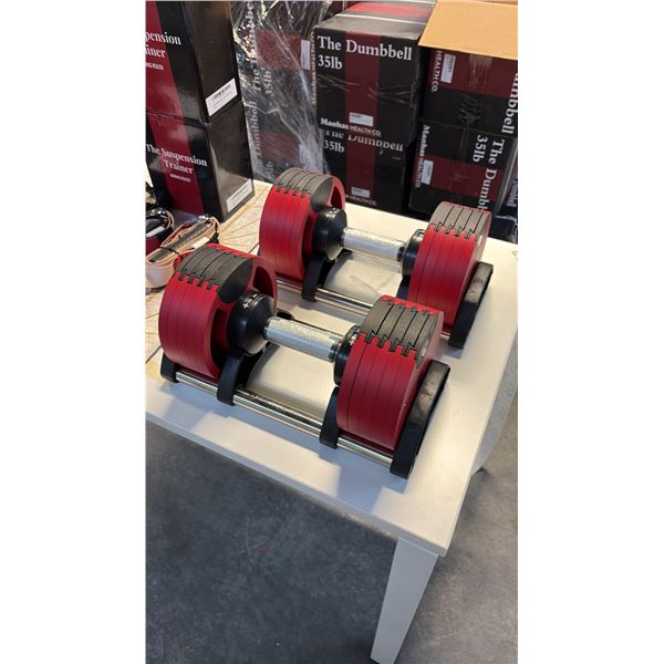 MANHAS HEALTH CO 35 LBS PAIR SELECTORIZED ADJUSTABLE DUMBBELLS BRAND NEW IN BOX SET OF 2