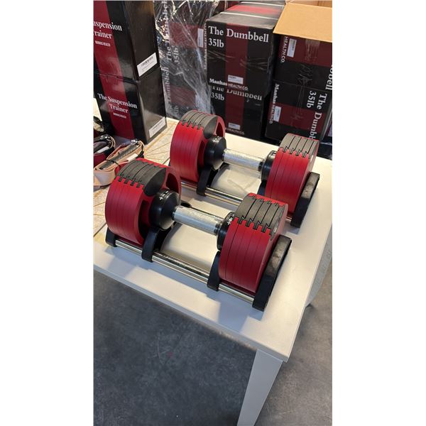MANHAS HEALTH CO 35 LBS PAIR SELECTORIZED ADJUSTABLE DUMBBELLS BRAND NEW IN BOX SET OF 2