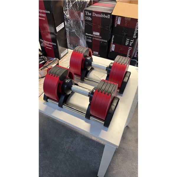 MANHAS HEALTH CO 35 LBS PAIR SELECTORIZED ADJUSTABLE DUMBBELLS BRAND NEW IN BOX SET OF 2